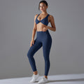 New solid color seamless underwear double-sided jacquard back sports yoga set - high elasticity, tight fit, fitness, and antibacterial yoga apparel