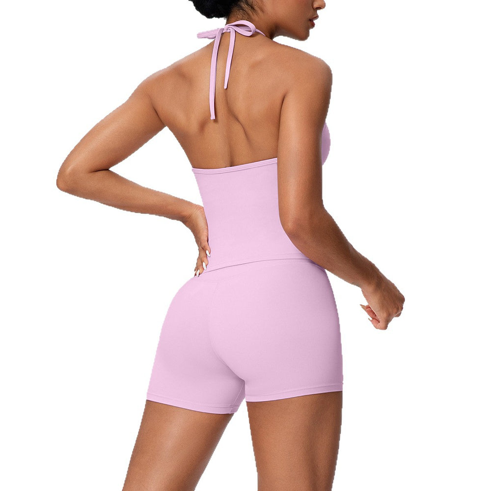 Sexy backless strappy activewear set - cloud-soft, quick-dry, compression yoga outfit with high-waisted, butt-lifting design for outdoor running and fitness
