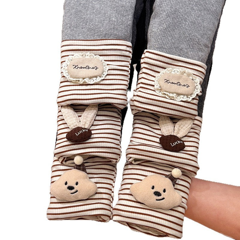 Fall and wintergirlstrendy three-layer quilted thickened bottom pants baby k-styleheattech pants kidseasiest for match children's clothing