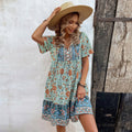 women's floral print v-neck loose fit casual bohemian vacation dress - plus size high-end women's apparel
