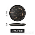 Steak plate marble ceramic western food plate hotel restaurant special plate steak plate with edge pizza plate wholesale