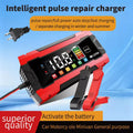 12v 8a color screen car & motorcycle battery charger - hot selling cross-border product with led extra-large display, eu & us plug options