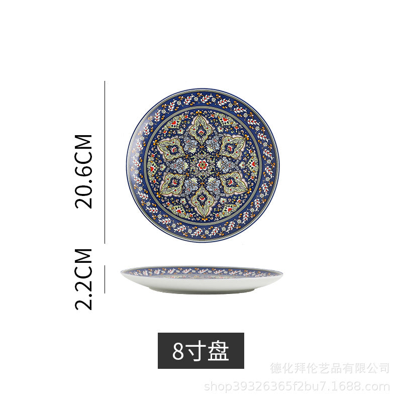 European-style light luxury banquet plating plates, restaurant artistic western dinner plates, pasta flat plates, ceramic american dinner plates, home-use steak plates