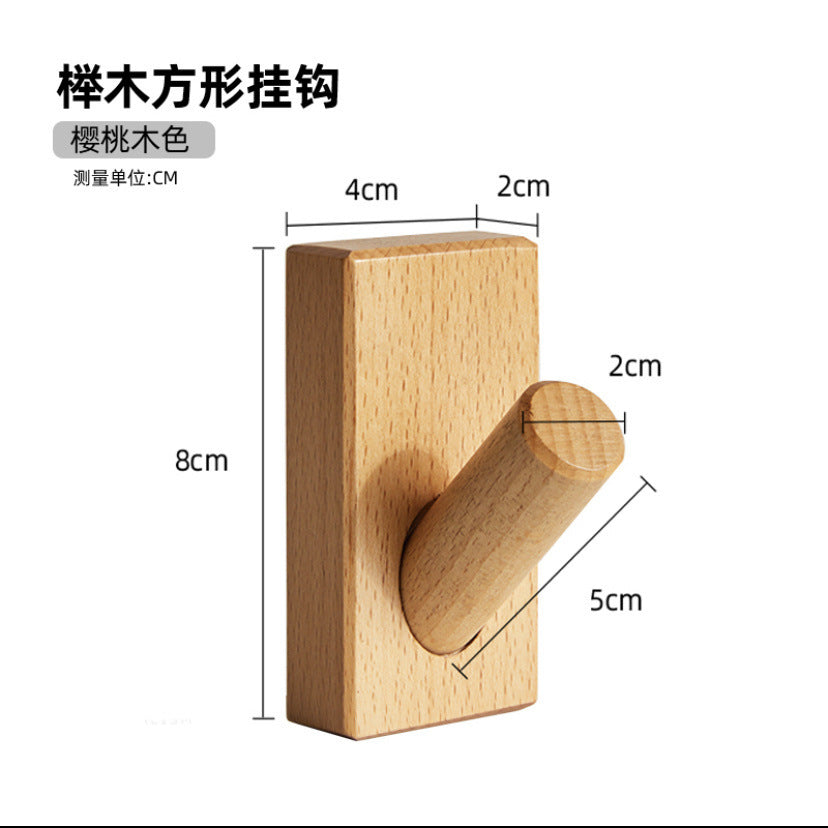New arrival wall-mounted solid wood hook, nail-free creative coat hook, wall-mounted coat rack, american stereo clothes rack, durable