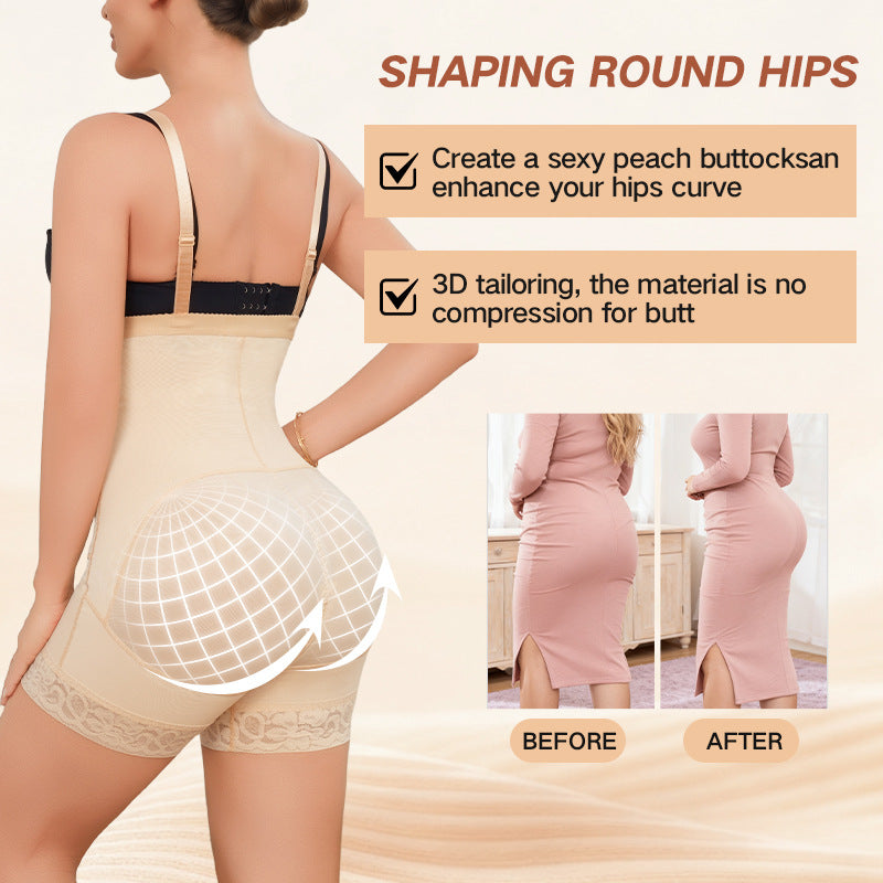 Fashion cross-border one-piece body shaping garment, super tummy control, butt lift, boxer briefs, open crotch, postpartum slimming, breast support, suspender belt