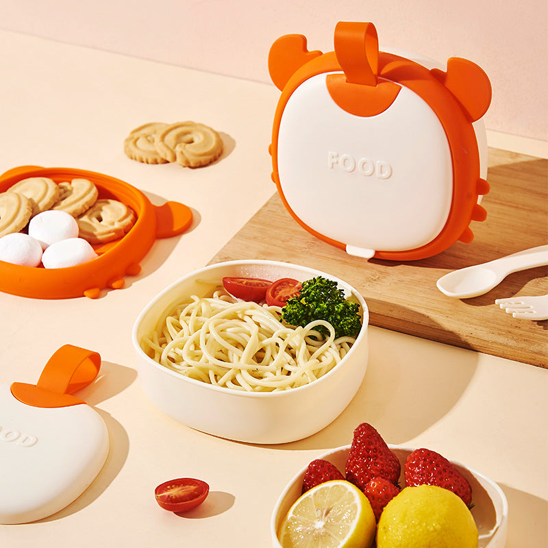 Baby food bowl training spoon set - safe, spill-proof, and anti-scald silicone feeding dishes for independent eating