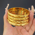 4-piece 8mm gold-tone african & middle eastern bangle set - dubai ethiopian women's jewelry with vacuum plating and color retention