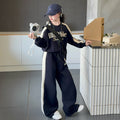 girls' casual activewear set: stylish spring/autumn two-piece outfit for girls - wide-leg pants and sweatshirt, trendy for mid-to-large children