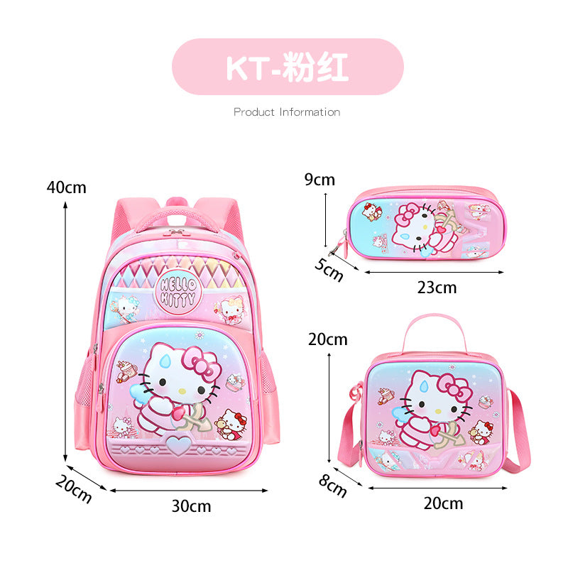 New unicorn trolley backpack set for elementary school students - cute cartoon design, three-piece set, large capacity, unisex