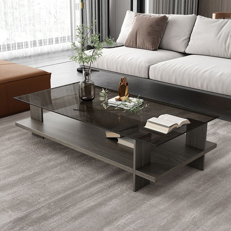 Tempered glass coffee table - small apartment living room, modern minimalist home & office, square tea table, trendy instagram style