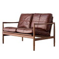 Vintage saddle chair - home living room balcony retro solid wood single leisure chair - designer style light luxury sofa chair