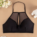 European and american halter neck sheer mesh bra - ultra-thin, breathable, sexy back and shoulder design - women's bra - cross-border wholesale