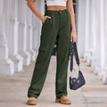 autumn european and american cross-border e-commerce women's fashion  new washed semi-elastic waist denim cargo pants