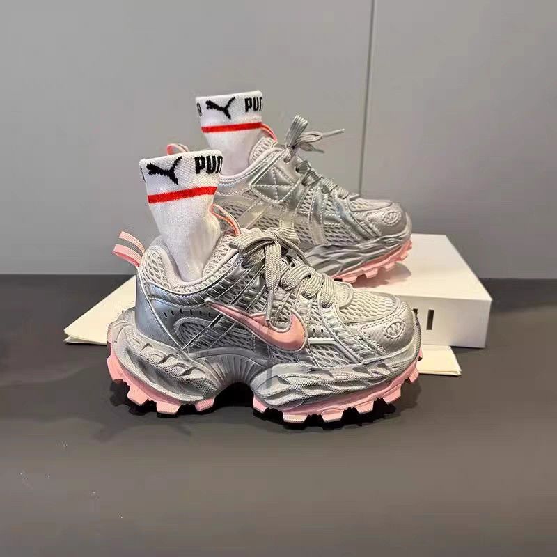 Girls' tank top dad sneakers,  spring/autumn new collection, boys' athletic shoes, lightweight kids' trendy brand pink running shoes