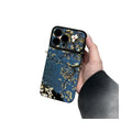 Ins style dark night blue and white orchid mobile phone case suitable for iphone17promax apple 16/15 forest style soft case