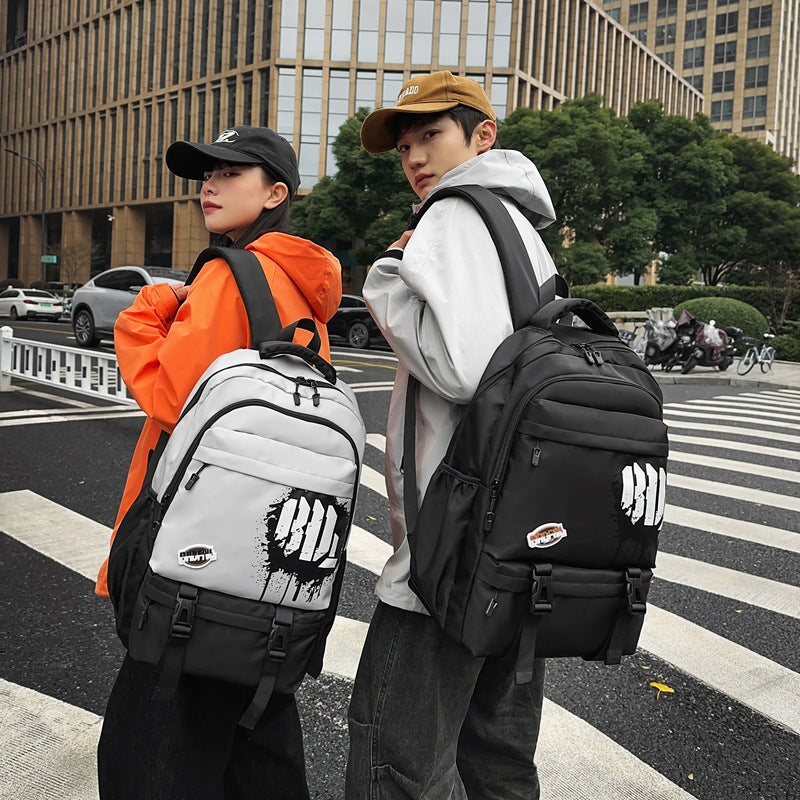 School bag girls trend junior high school high school students large capacity backpack tooling style college students computer travel backpack men