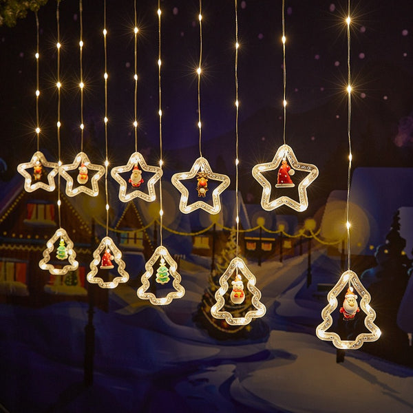Lightning 1 indoor LED Christmas curtain lights Santa Claus cartoon shape room layout window decoration lights
