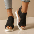 Wish  new arrival  fashion tie back fish mouth thick sole fly weaving casual women's sandals 43 size cross-border plus size