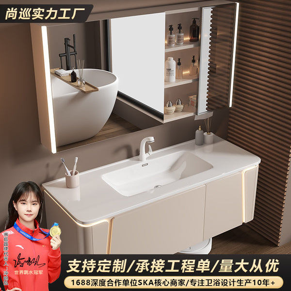 [Customized] Arc ceramic integrated basin, bathroom, washstand, hand and face combination bathroom, new bathroom
