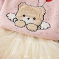 Girlsweatercutebear bottomall-in-one velvetthickened princess skirttwo-piece set tutu skirtfall and winternew arrivalsuit