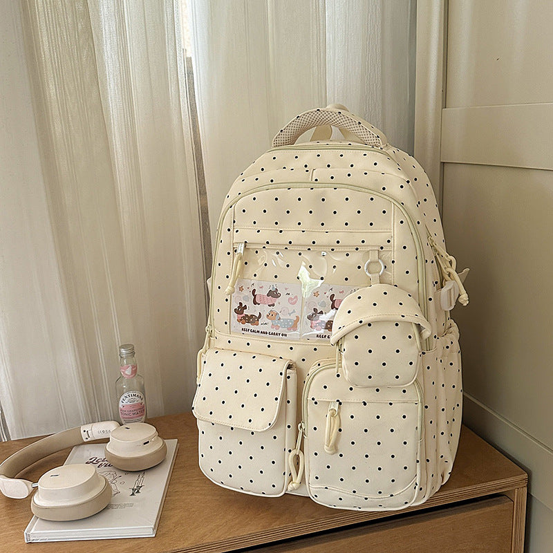 Japanese-inspired, minimalist, and trendy backpack for women. features a delicate floral design, perfect for casual use, school, or class. a versatile, large-capacity backpack that's easy to match with any outfit