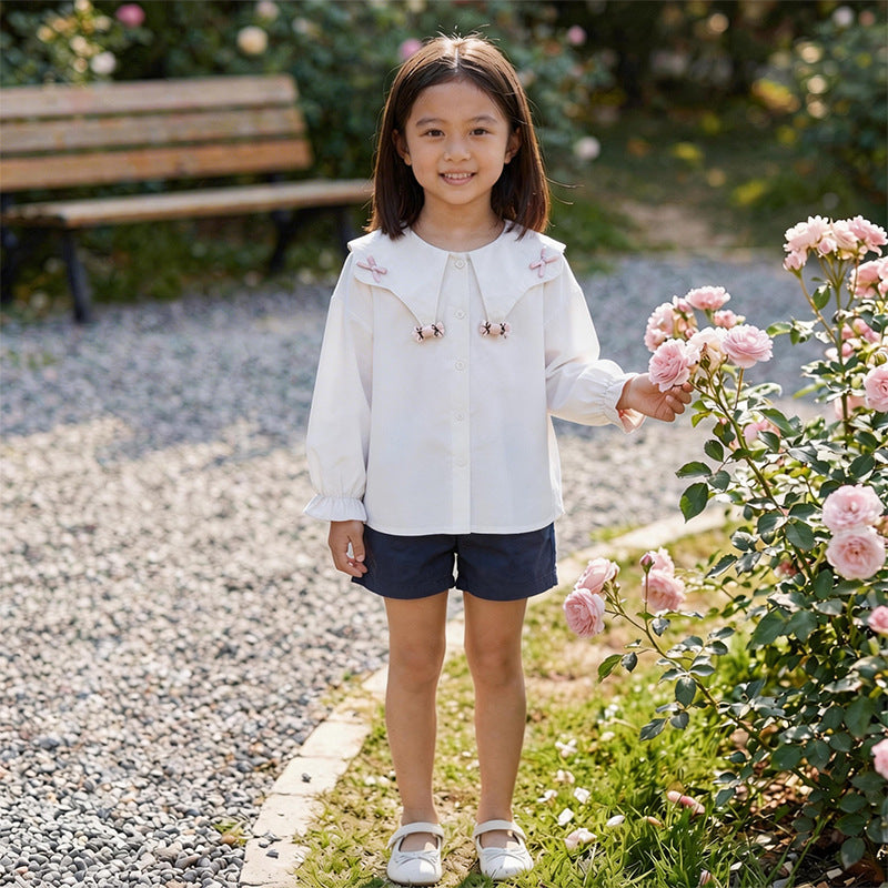 New spring girls' fashionable long-sleeved top shirt - korean style trendy blouse for baby girls - kids' clothing - children's fashion