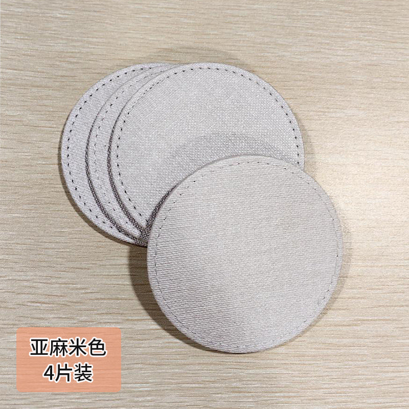 Solid color PU exquisite leather coaster creative furniture hotel waterproof and thermal insulation coffee mat teacup mat can be printed LOGO