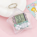 tetris electronic game console - portable handheld mini game console keychain charm toy