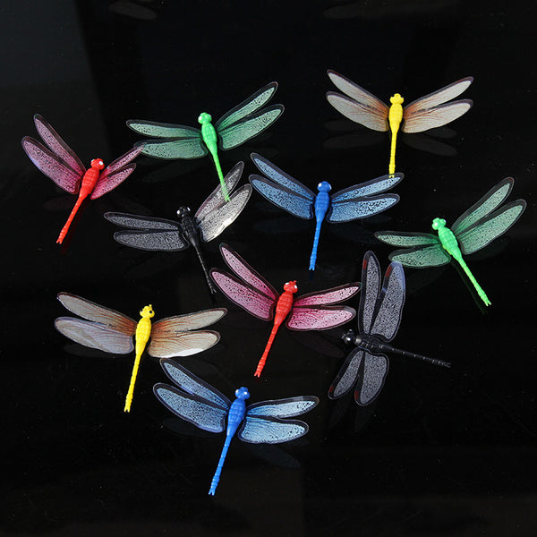 8.5 cm luminous simulated dragonfly, color fluorescent creative magnetic refrigerator sticker, flower arrangement accessories garden decoration