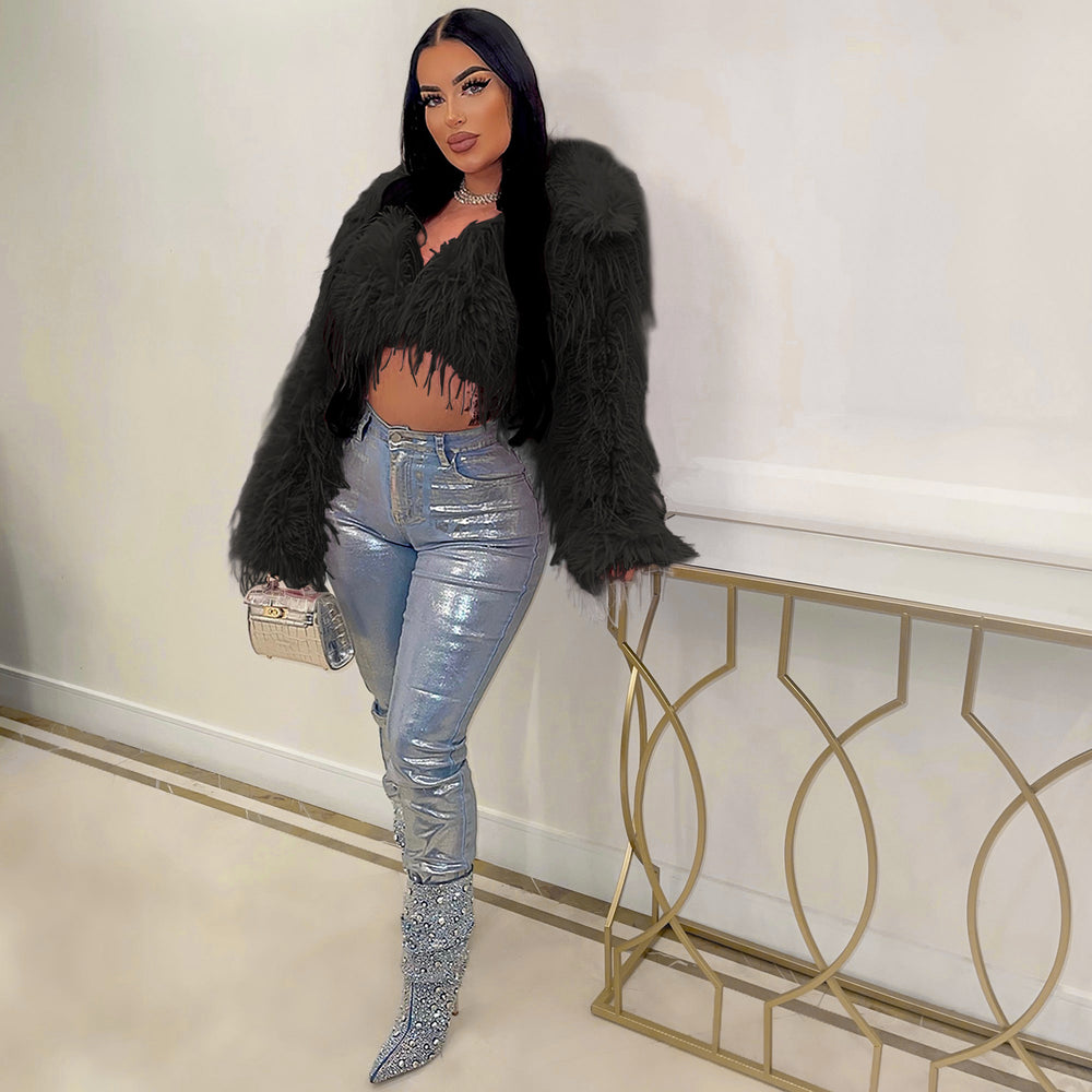 Zhongsi chuang cross-border e-commerce: european and american women's clothing - sexy faux fur short coat