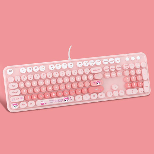 Ferris hand sweet wired keyboard USB male and female retro mechanical feel desktop notebook office round keys