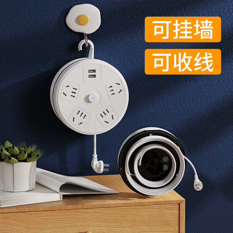Retractable power strip with cord, multi-purpose extension cord, long cord, multi-function socket panel, multi-outlet with usb charging ports