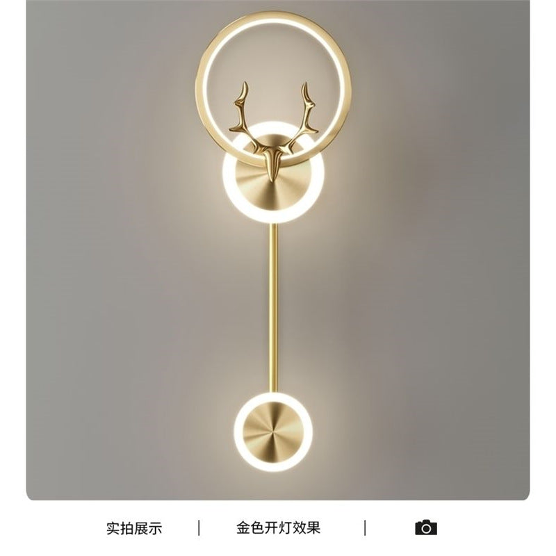High-end gold black wall lamp bedside lamp decorative background wall starry deer head led new engineering tv wall