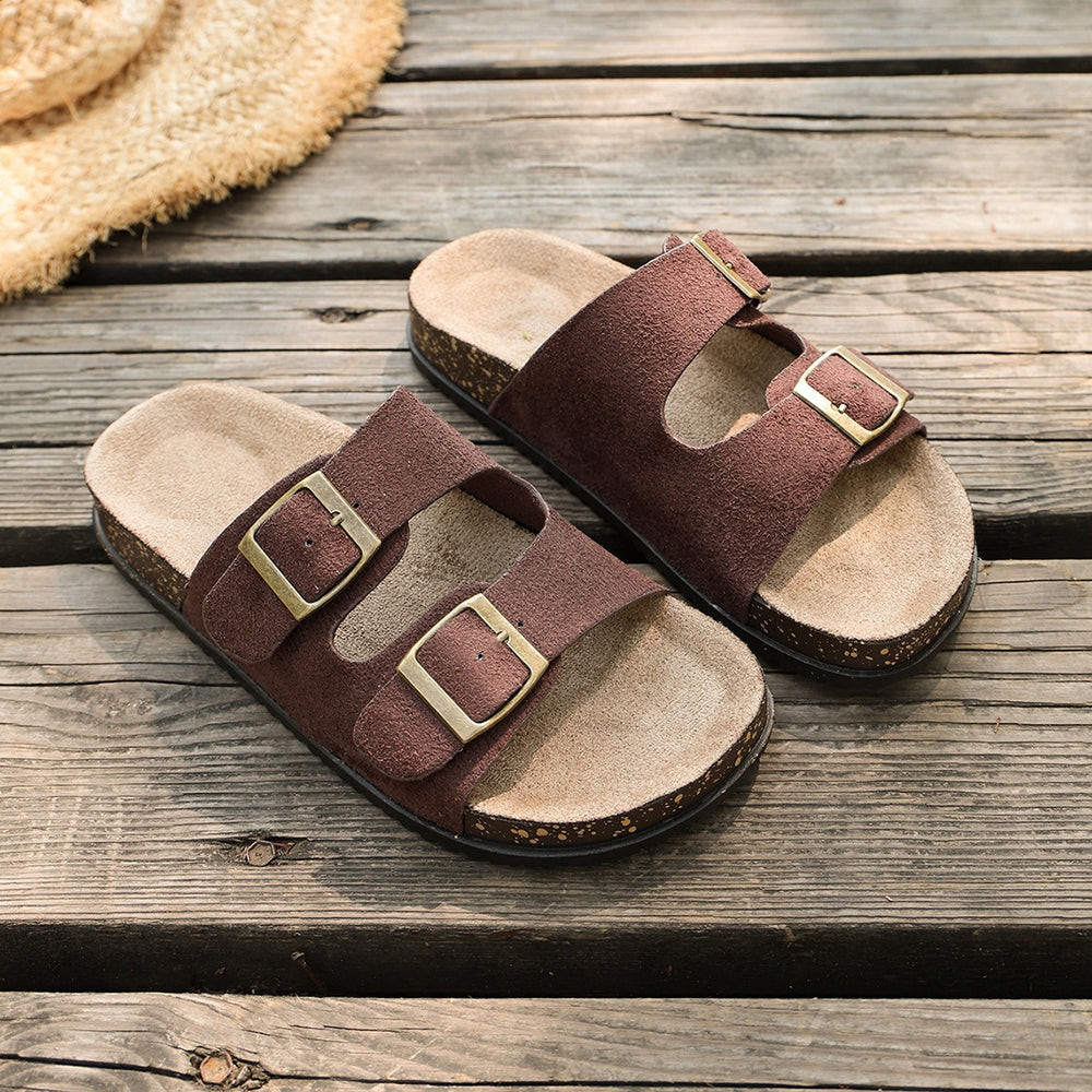 summer new arrival: plus-size women's casual comfort flat retro slip-on beach sandals for export