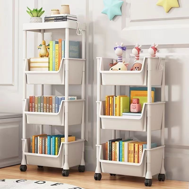 Mobile cart storage rack - multi-tier floor stand for bedroom, home, snacks, living room, bookshelf, and kitchen