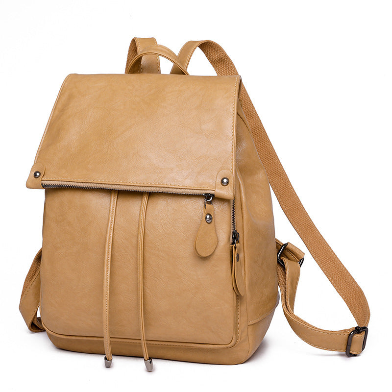 Cross-border women's backpack retro versatile PU soft leather small backpack backpack women's anti-theft travel backpack