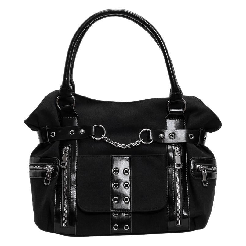 Cross-border dark heavy industry rivet tote bag niche design large capacity lattice shoulder messenger bag trend locomotive bag