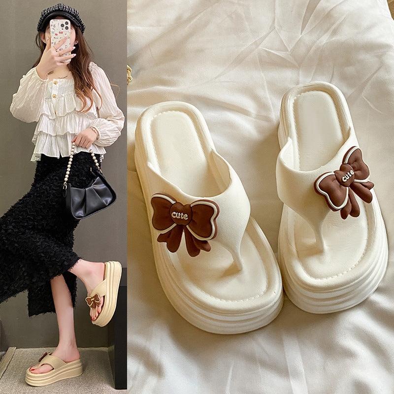 New fashionable casual soft sole height increasing non-slip odor-resistant spring/summer new versatile butterfly beach flip-flops