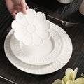 Pure white embossed dinnerware ceramic plate - nordic/american style flat plate, soup plate, fruit plate, hotel & restaurant minimalist style steak plate