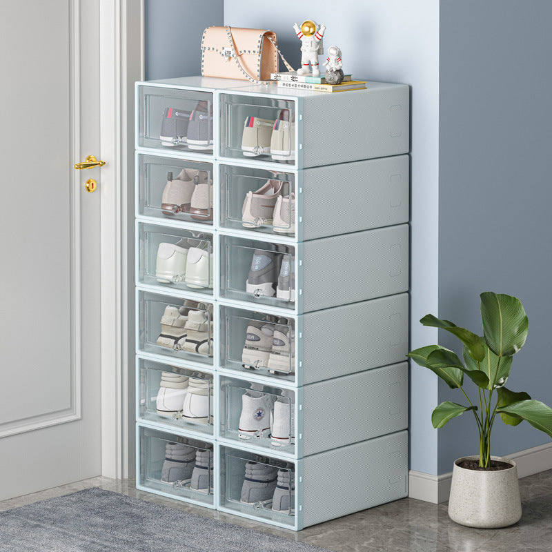 Folding shoe box household door shoe rack shoe storage box drawer type transparent shoe cabinet storage box saves space