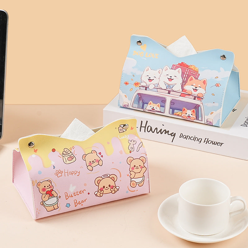 Household living room pumping carton storage pumping box restaurant high-end car ornament ins cute cartoon style tissue box