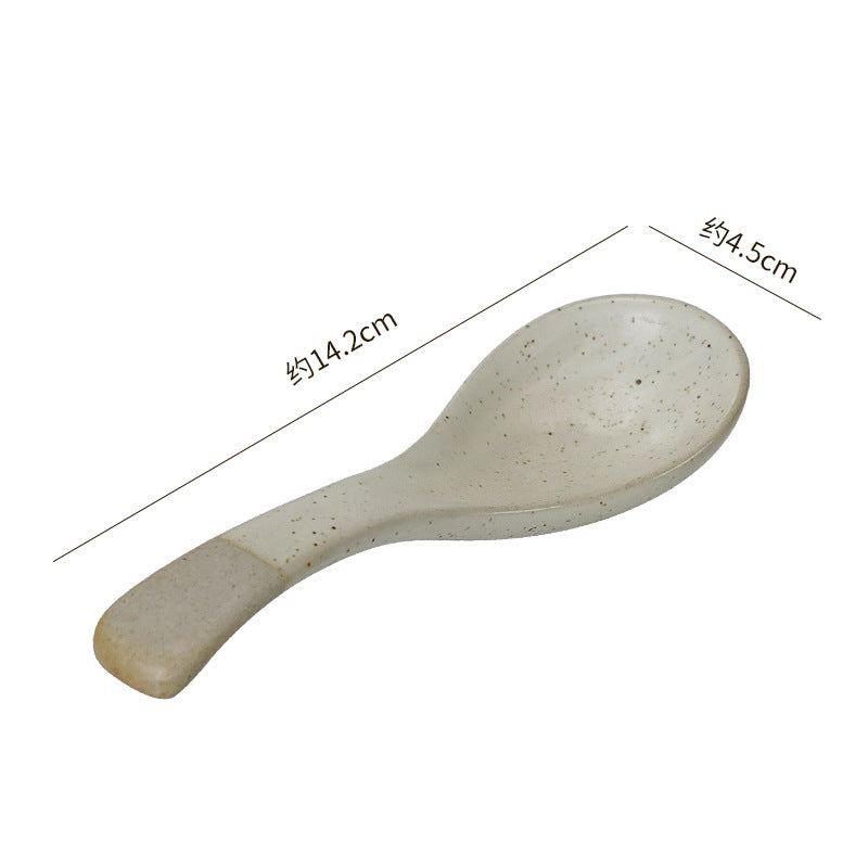 Creative kitchen ceramic tableware small spoon japanese retro cute high-value household spoon soup spoon rice spoon