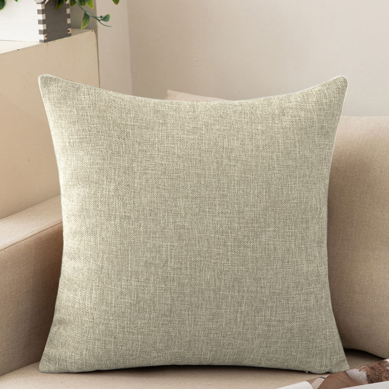 Solid color throw pillow sofa cushion cotton linen style minimalist modern office lumbar pillow square backrest bed headrest pillow