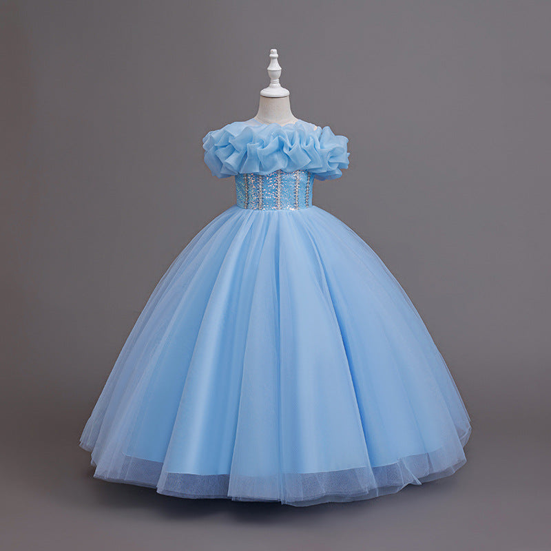 Yimingzhi flower girl dress - floral design, long, cross-border princess dress - dropshipping available - children's dress