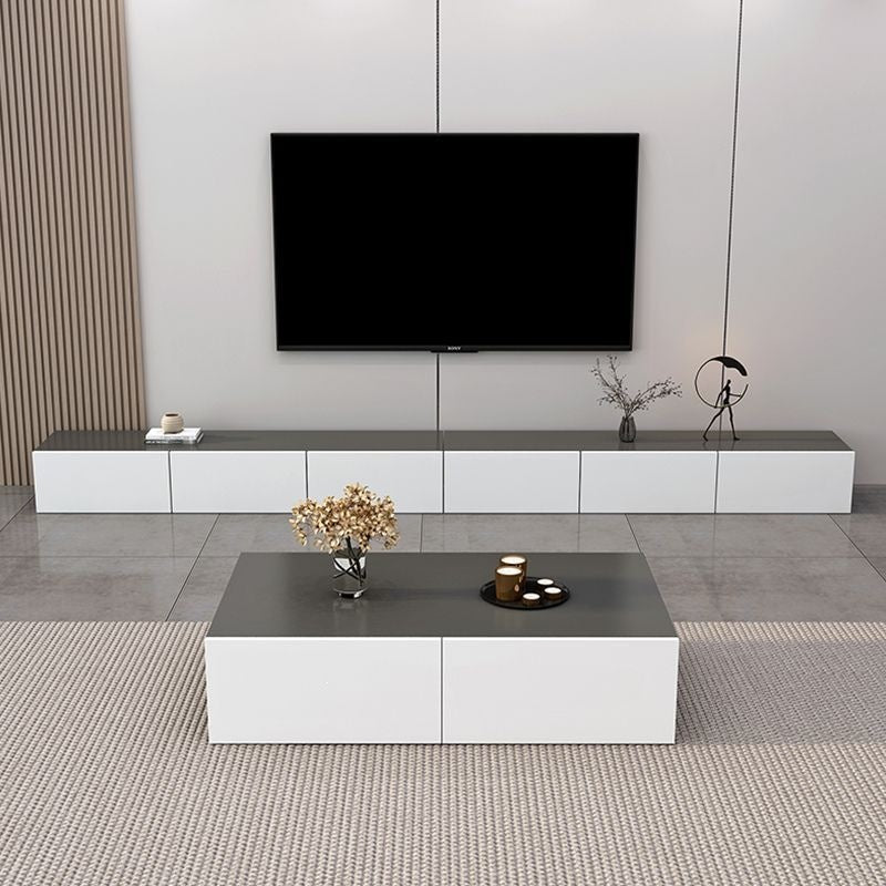 White tv cabinet scandinavian floor-standing small apartment normcore coffee table combination modern casual cream style tv floor cabinet