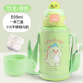 Cartoon 316 stainless steel insulated tumbler with straw, cup sleeve, portable single cup, double lid water bottle - wholesale gift option