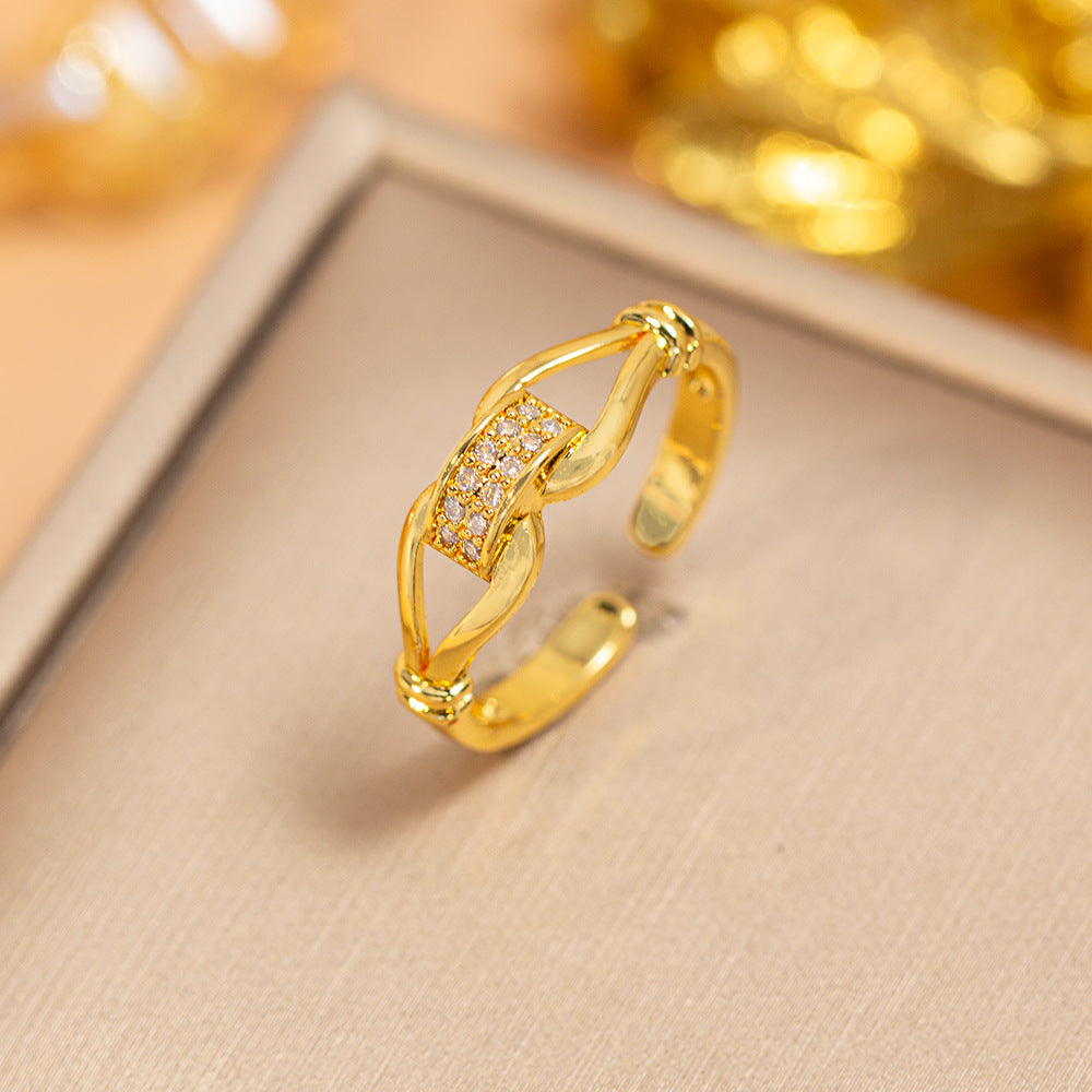 hot-selling design, full of diamonds, inlaid with zircons, exquisite women's openable adjustable rings, popular fashion accessories