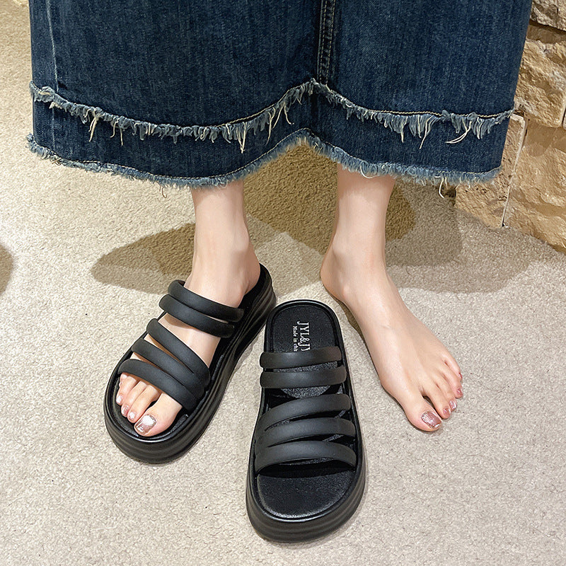 Summer outwear slippers new arrival student fashion beach roman one-line easiest for matchnon-slip soft bottom sandals thick solecasual