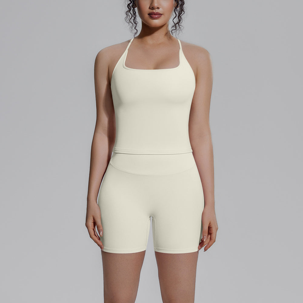New nude feel racerback compression workout set - high waist, butt-lifting pilates & yoga activewear set