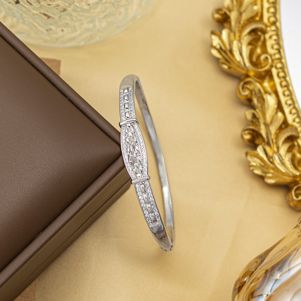 Bracelet female titanium steel fashion non-fading copper inlaid zirconium bracelet niche high-end fashion elegant jewelry wholesale hand jewelry